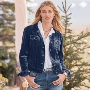 Sundance Wren II Velvet Classic Trucker Jacket Lined Midnight Blue Size XXL